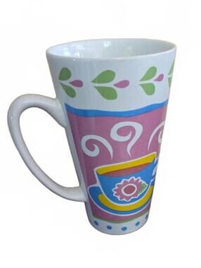 Vintage Alco Ceramic Tall Coffee Mug Cup Colorful 90s? Cute